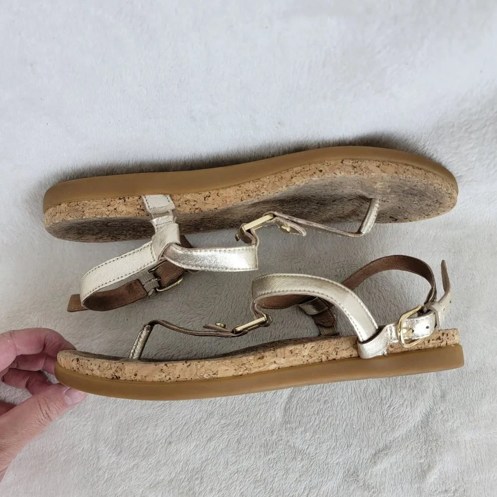 UGG Madeena Gold Leather Ankle Strappy Comfort Walking Sandals Size 9.5